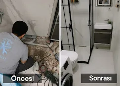 Koku Tespiti 2 Banyo süzgeci alanında onarım çalışması ve kapatılan yüzeyin son görünümü